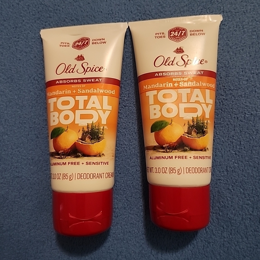 NEW 2 Tubes - Old Spice Total Body Mandarin + Sandalwood Deodorant Cream